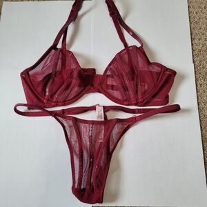 victorias secret Red mesh lingerie set